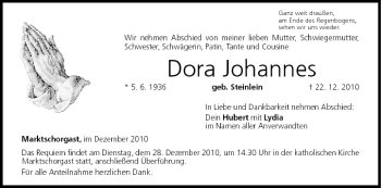 Anzeige von Dora Johannes von MGO