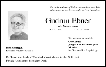 Anzeige von Gudrun Ebner von MGO