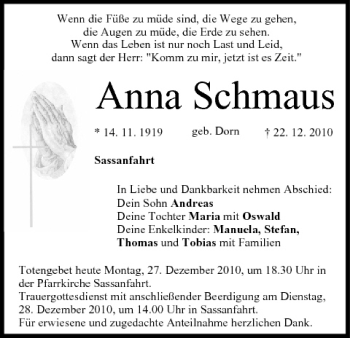 Anzeige von Anna Schmaus von MGO