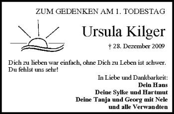 Anzeige von Ursula Kilger von MGO