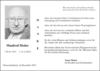 Anzeige von Manfred Meder von MGO