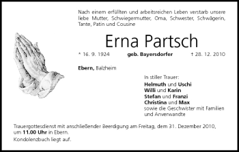 Anzeige von Erna Partsch von MGO