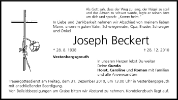 Anzeige von Joseph Beckert von MGO