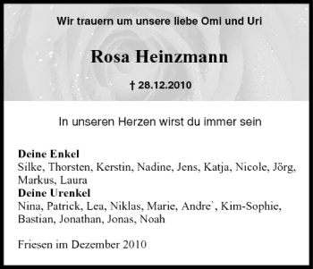 Anzeige von Rosa Heinzmann von MGO