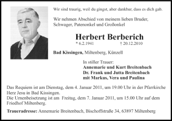 Anzeige von Herbert Berberich von MGO