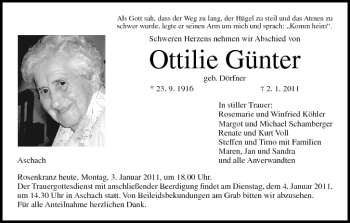 Anzeige von Ottilie Günter von MGO