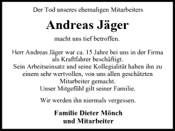 Anzeige von Andreas Jäger von MGO