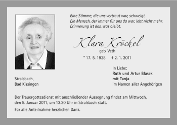 Anzeige von Klara Kröckel von MGO