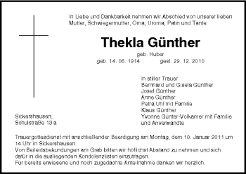 Anzeige von Thekla Günther von MGO