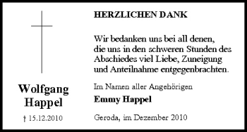 Anzeige von Wolfgang Happel von MGO