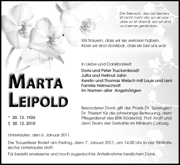 Anzeige von Marta Leipold von MGO