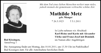 Anzeige von Mathilde Metz von MGO