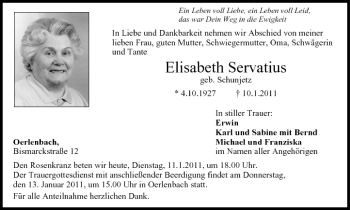 Anzeige von Elisabeth Servatius von MGO