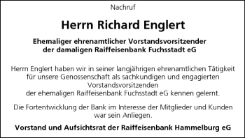 Anzeige von Richard Ênglert von MGO