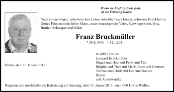 Anzeige von Franz Bruckmüller von MGO