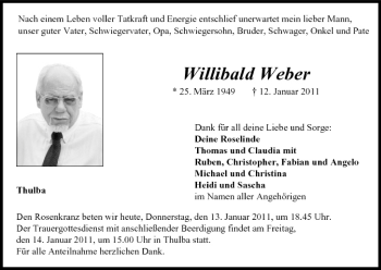 Anzeige von Willibald Weber von MGO