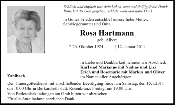 Anzeige von Rosa Hartmann von MGO