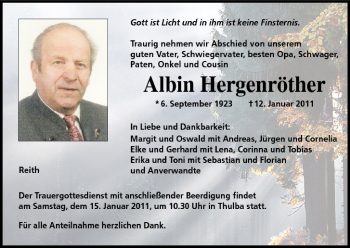 Anzeige von Albin Hergenröther von MGO