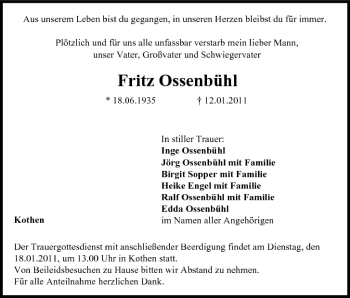 Anzeige von Fritz Ossenbühl von MGO