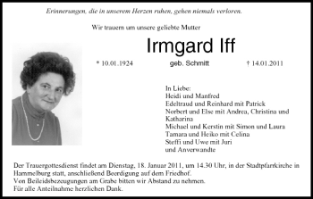 Anzeige von Irmgard Iff von MGO