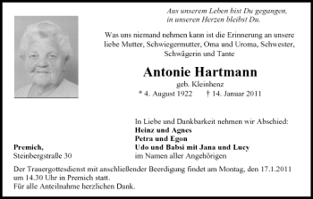 Anzeige von Antonie Hartmann von MGO