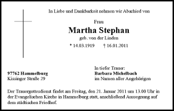 Anzeige von Martha Stephan von MGO