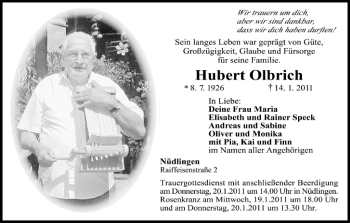 Anzeige von Hubert Olbrich von MGO