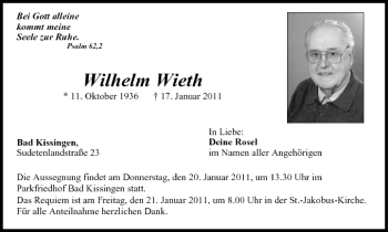 Anzeige von Wilhelm Wieth von MGO