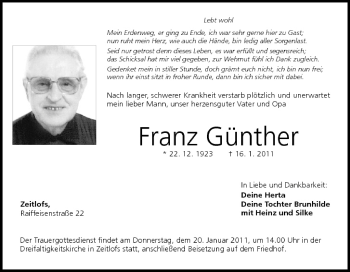 Anzeige von Franz Günther von MGO
