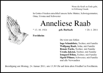 Anzeige von Anneliese Raab von MGO