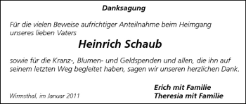Anzeige von Heinrich Schaub von MGO