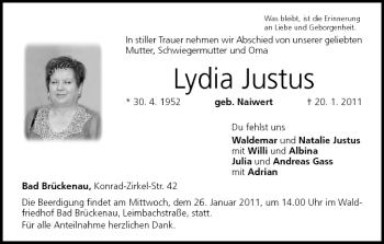 Anzeige von Lydia Justus von MGO