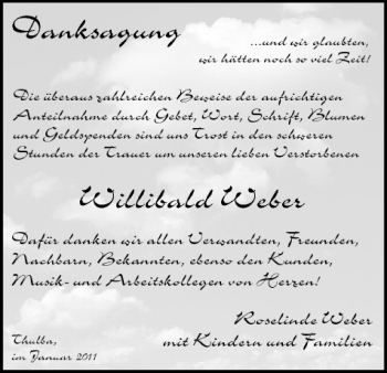 Anzeige von Willibald Weber von MGO