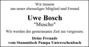 Anzeige von Uwe Bosch von MGO