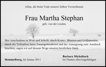 Anzeige von Martha Stephan von MGO