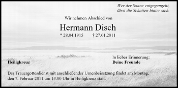 Anzeige von Hermann Disch von MGO