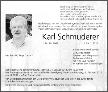 Anzeige von Karl Schmuderer von MGO