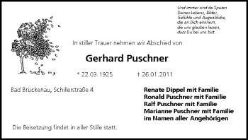 Anzeige von Gerhard Puschner von MGO