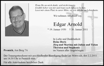 Anzeige von Edgar Arnold von MGO