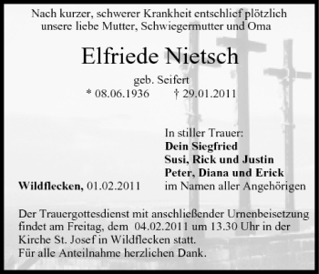 Anzeige von Elfriede Neitsch von MGO