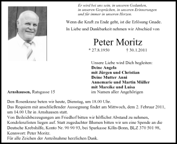 Anzeige von Peter Moritz von MGO