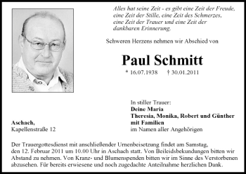 Anzeige von Paul Schmitt von MGO