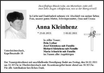 Anzeige von Anna Kleinhenz von MGO