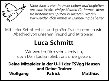 Anzeige von Luca Schmitt von MGO