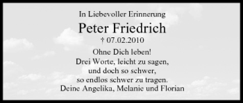 Anzeige von Peter Friedrich von MGO