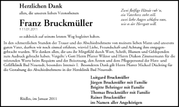 Anzeige von Franz Bruckmüller von MGO