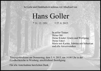 Anzeige von Hans Goller von MGO