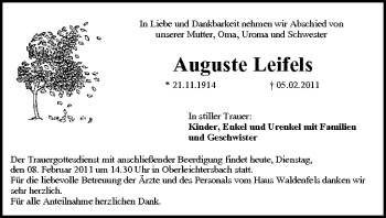 Anzeige von Auguste Leifels von MGO