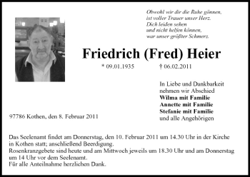 Anzeige von Friedrich Fred Heier von MGO