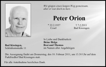 Anzeige von Peter Orion von MGO